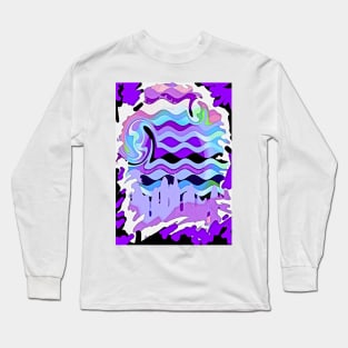 Surfer girl waves purple splash abstract Long Sleeve T-Shirt